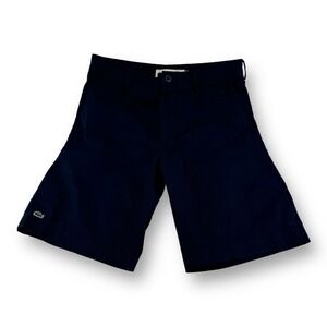 Lacoste Navy Blue Classic Fit Flat Front Cotton Shorts Mens Size 30X10